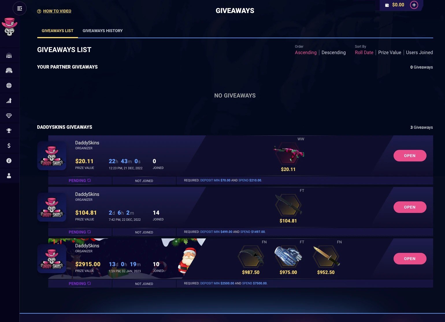DaddySkins Giveaways