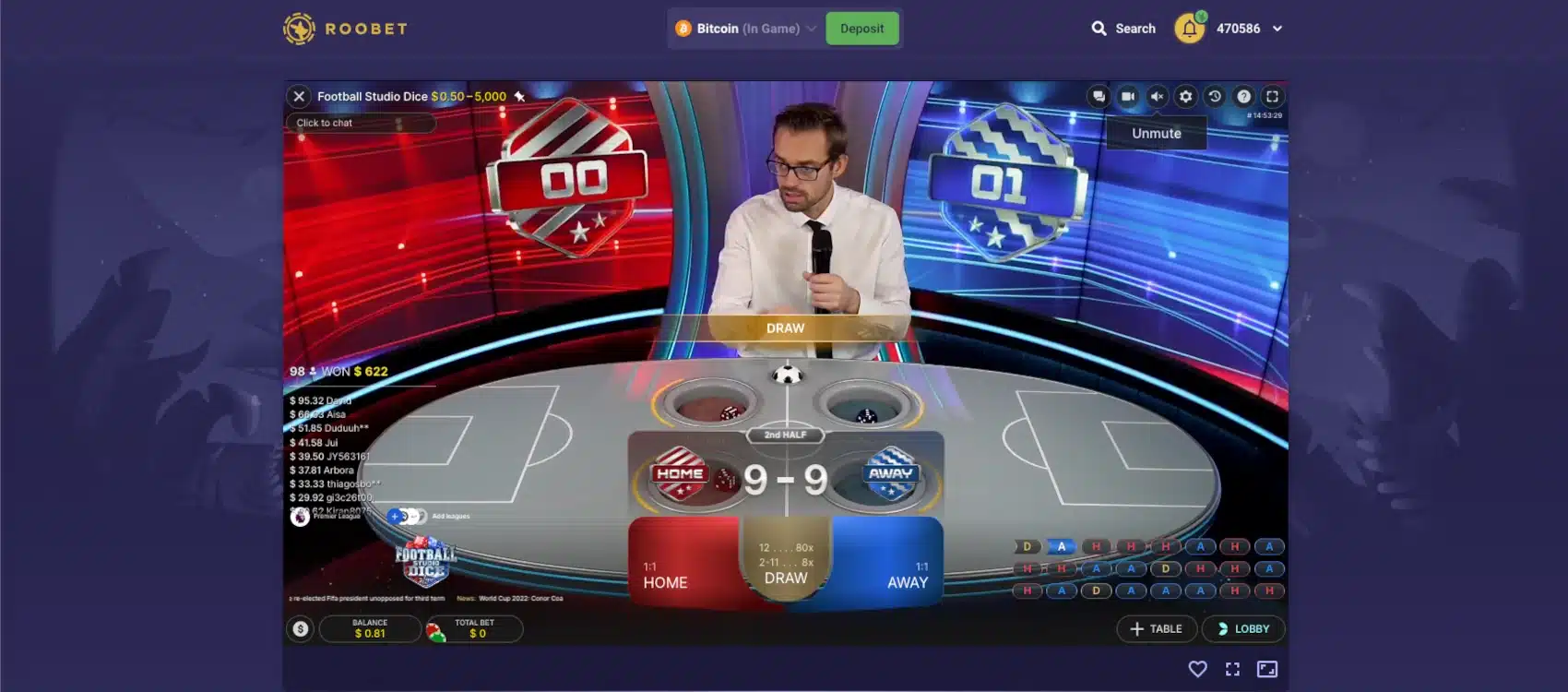 Roobet Football Studio Dice
