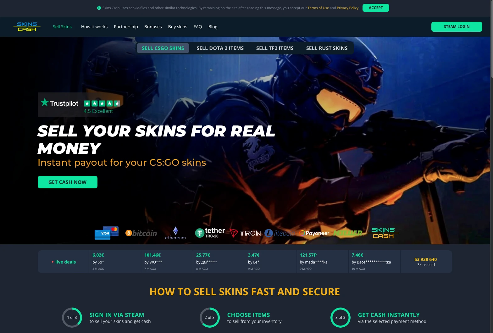 SkinsCash Sell Skins