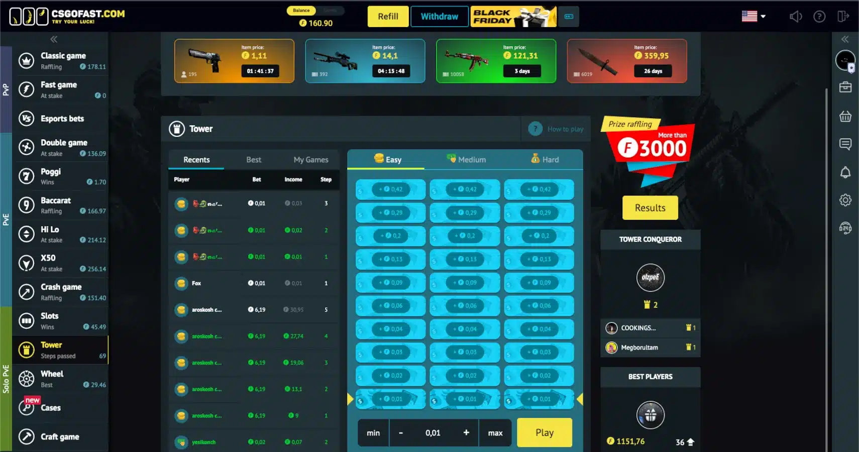CSGOFast Tower Game